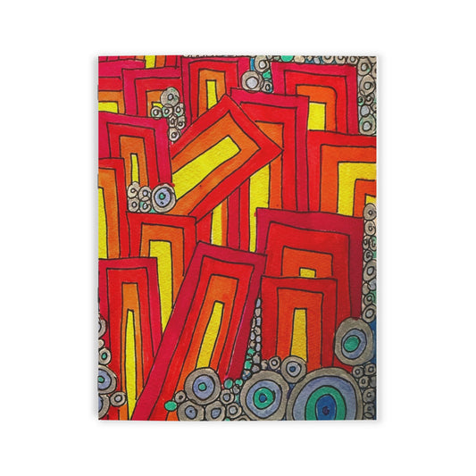 Abstract Geometric Coloring Book — Red & Yellow Patterns