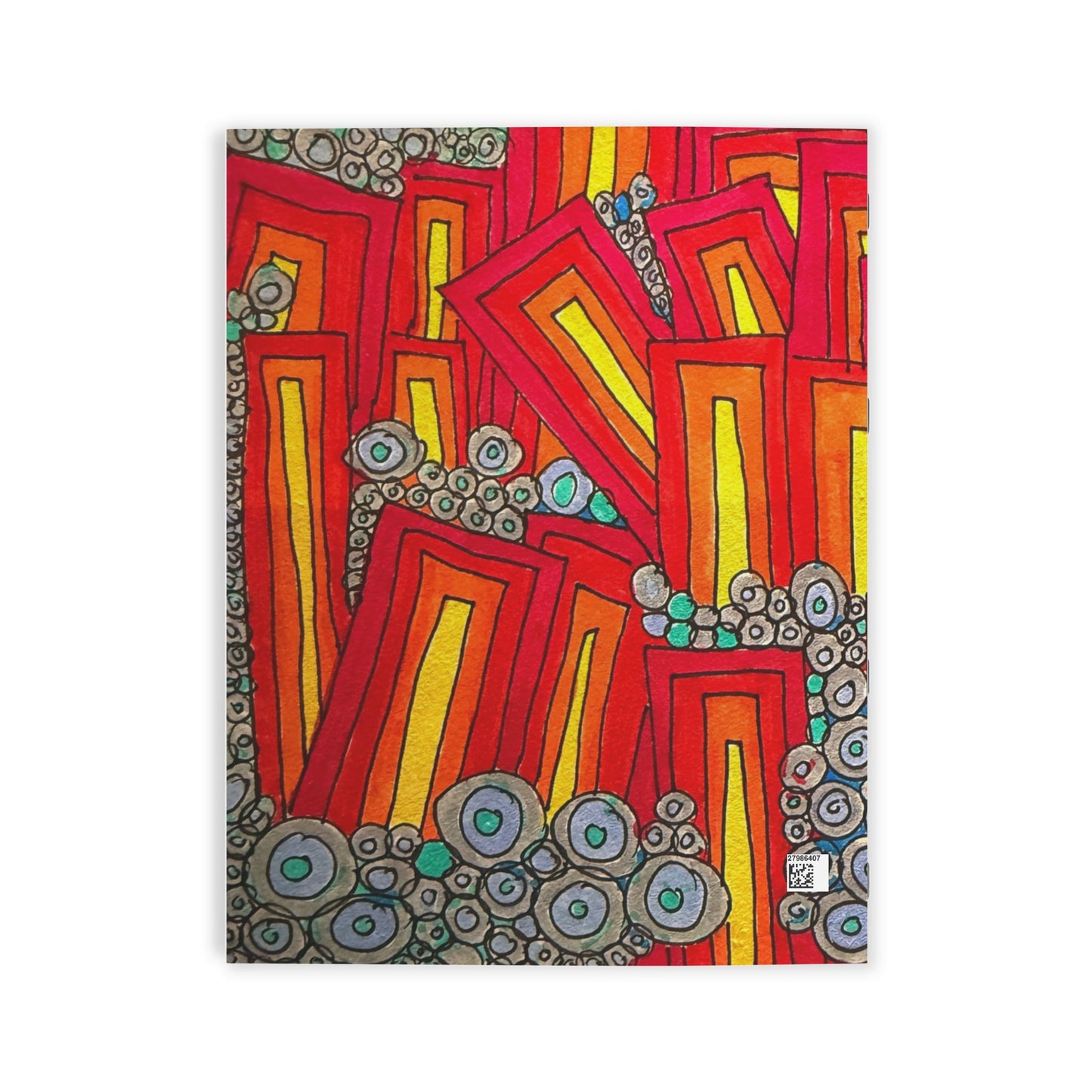Abstract Geometric Coloring Book — Red & Yellow Patterns